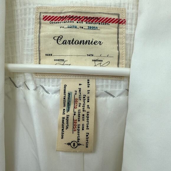 CARTONNIER White Blazer Size 8 Tencel Cotton Minimalist Scandi Light Academia - Picture 2 of 8